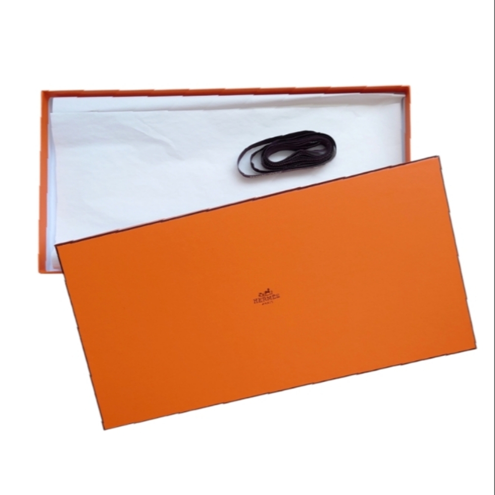 HERMES Authentic Iconic Orange Rectangle Scarf Gift Box with Ribbon New - Picture 7 of 8